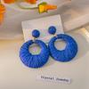Bohemian Urlaubsstil Runde Ohrringe Damen, Bunte Raffia Gewebte Hohl-Ohrringe Übertriebene Ohrringe