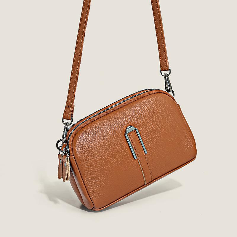 

First layer cowhide new women s portable shoulder bag simple messenger bag temperament mother bag casual small square bag коричневый