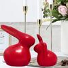 Home Décor Ceramic Rabbit Figurines (Set of 2, Red Color)