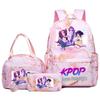 KPOP Demon Hunter Girls Backpack Lunch Bag Pencil Case Set Student Anime Fashion Schoolbag Pencil Case Bento