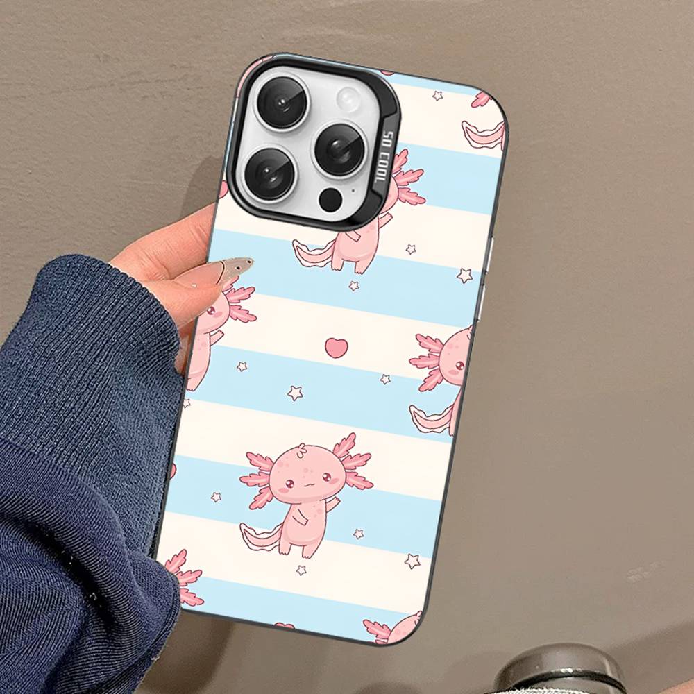 Cartoon Axolotl Süße Handyhülle Für IPhone 17 16 15 14 13 Pro 12 11 Pro Max PLUS Farbe Rückseite