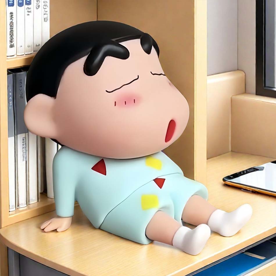 Anime Crayon Shin Chan Phone Holder Figures Kawaii Desktop Ornaments Cartoon Watching TV Phone Support Cute Doll Decorations