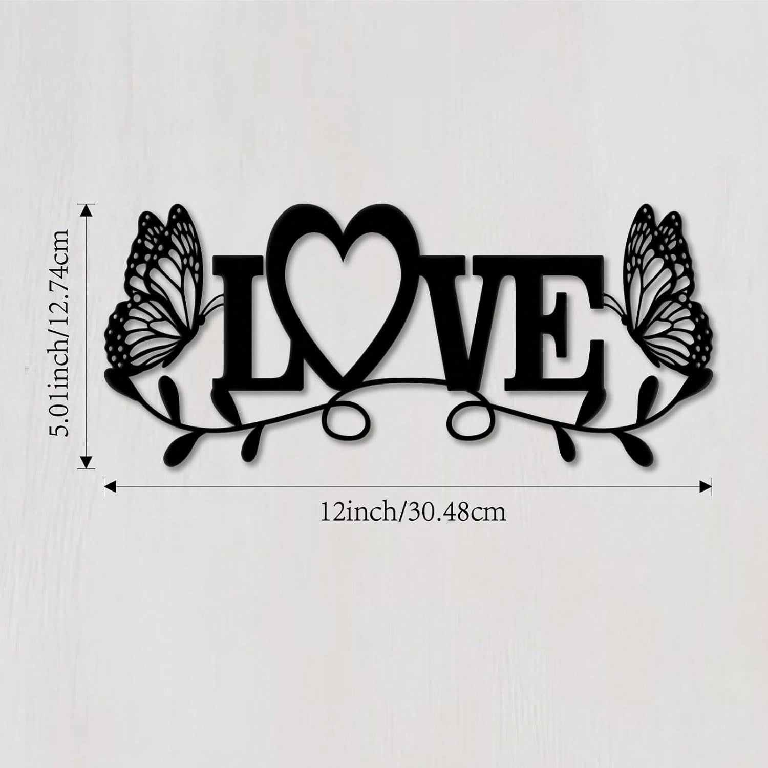 

Metal Love Wall Art Butterfly Decor Modern Bedroom Gift for Valentine Anniversary Wedding TY7354-01 різнокольоровий