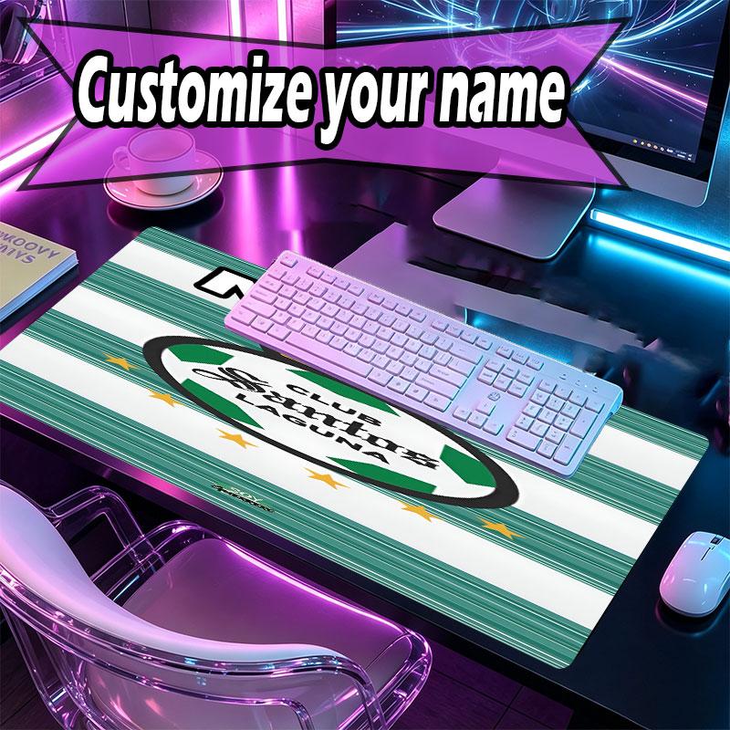 Custom Name Personalized Club Santos Laguna Pattern Mousepad, Laptop PC Desk Mat, Decorative Desk Mat for Home Keyboard Pad Gift