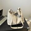Solid Color Versatile Shoulder Bag Oxford Cloth Drawstring Shoulder Bag  Summer Popular