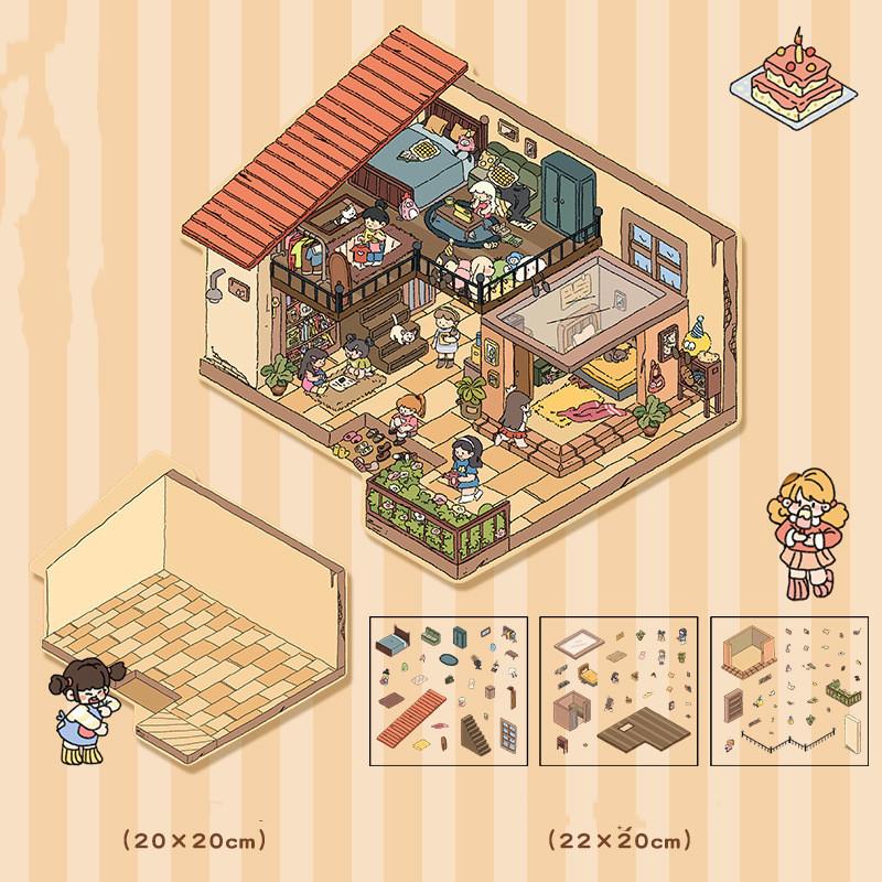 

1 комплект больших размеров DIY Декор Ландшафтный дизайн Наклейка Миниатюрная Милая мультяшная Панда Кролик Сцена Сложенная Наклейка Милые Студенческие Принадлежности 23*19.5cm