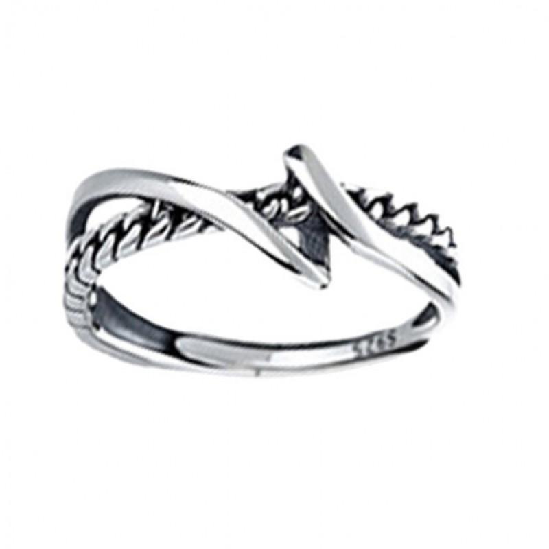 Adjustable Open Ring Men Women Sterling Geometric Vintage Style Band Finger