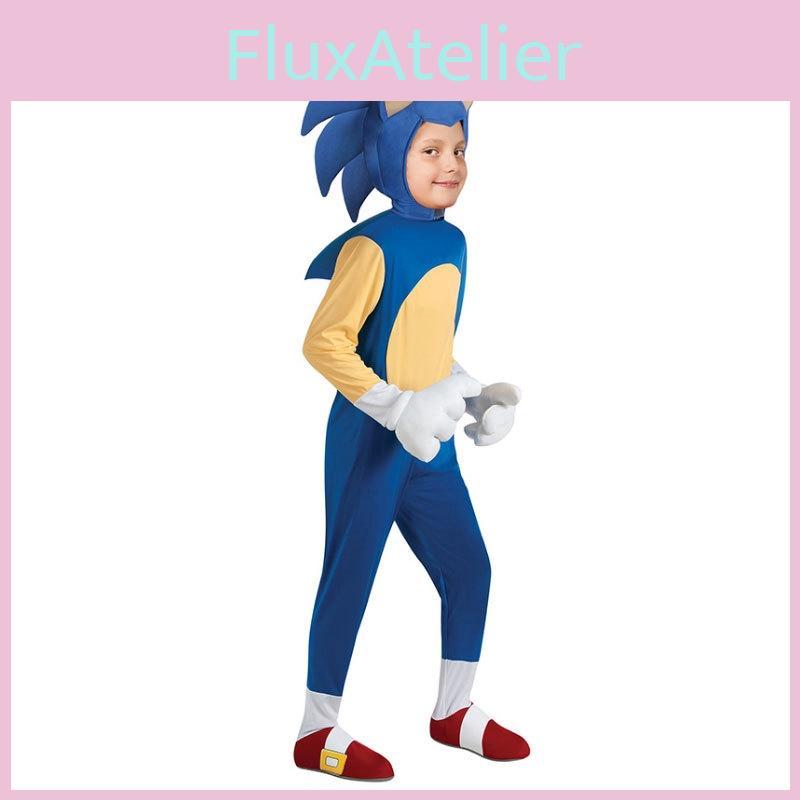 Kids Sonic Costume Blue Jumpsuit Foam Mask For Cosplay Fun!
