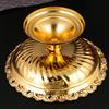 Footed Decorative Fruit Tray Vintage High Gloss Floral Carving Trim Metal Footed Fruit Plate for Snacks Nuts