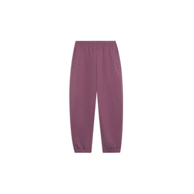 Li Ning Sports Lifestyle Series Solid Color Elastic Waist Tapered Knit Joggers Men Joggers Vintage-Rose AKLT065-9