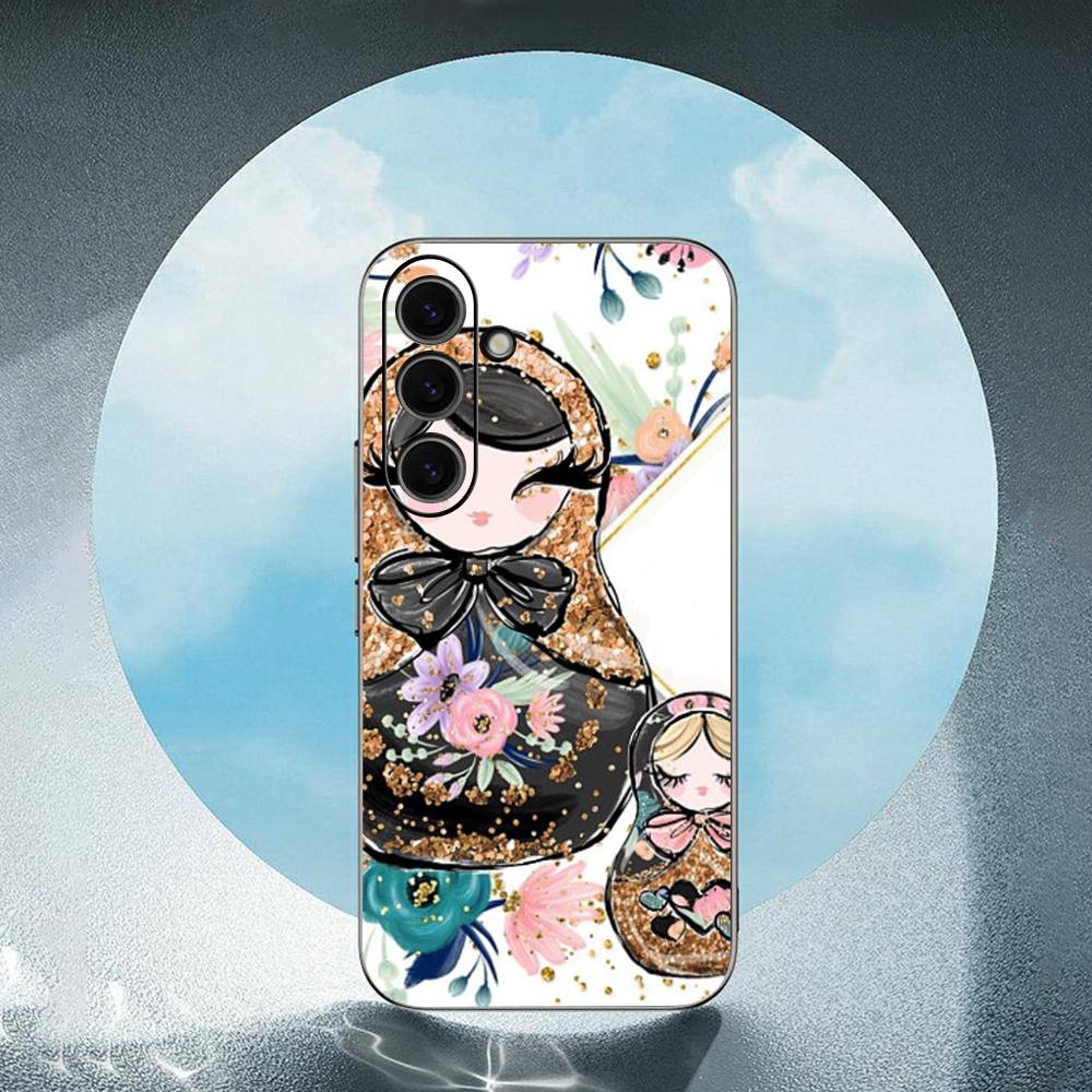 Russian Dolls Matryoshka For Samsung Galaxy S23 S24 S25 Ultra S22 Plus S21 Black Soft Case Waterproof Soft Case