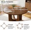 Round Dining Table, 120 x 120 cm, Suitable for 4-6 People, Classic Design, Scandinavian-Minimalist Style, Walnut Wood Color (without chair)