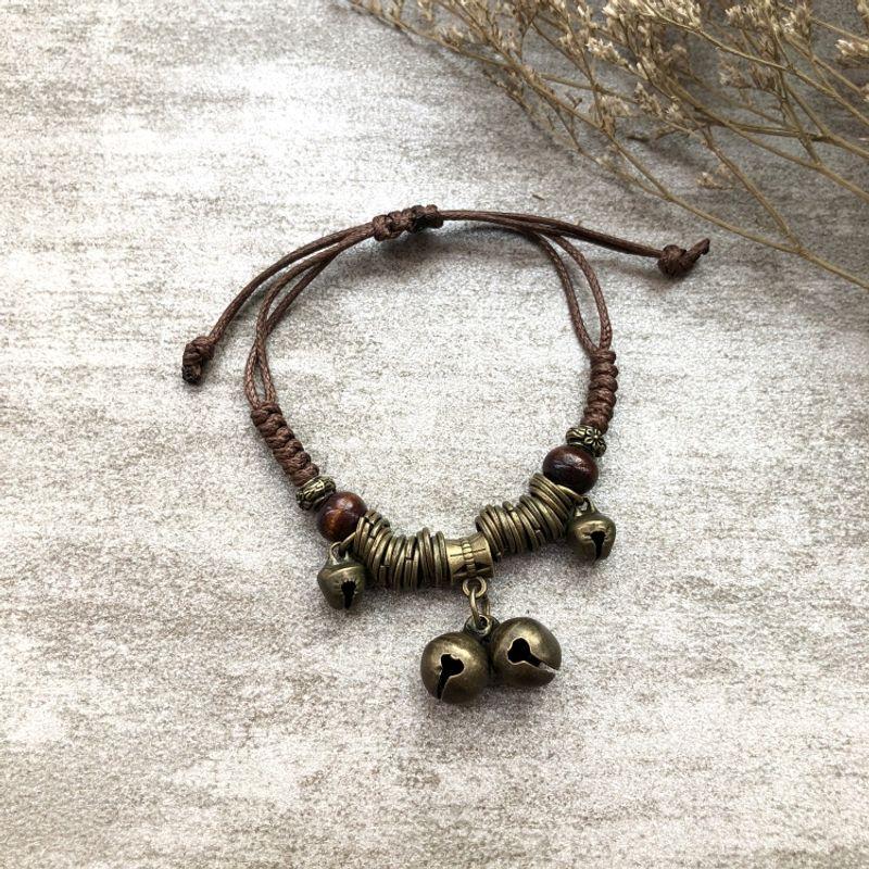 

Ручной работы Ретро Колокольчик Плетёное Кольцо Пара Деревянная Бусина
