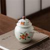 1pc Ceramic Tea Storage Jar Chinese Moisture-proof Sealed Jar Tea Box with Lid Hand Drawn Storage Container Household Items
