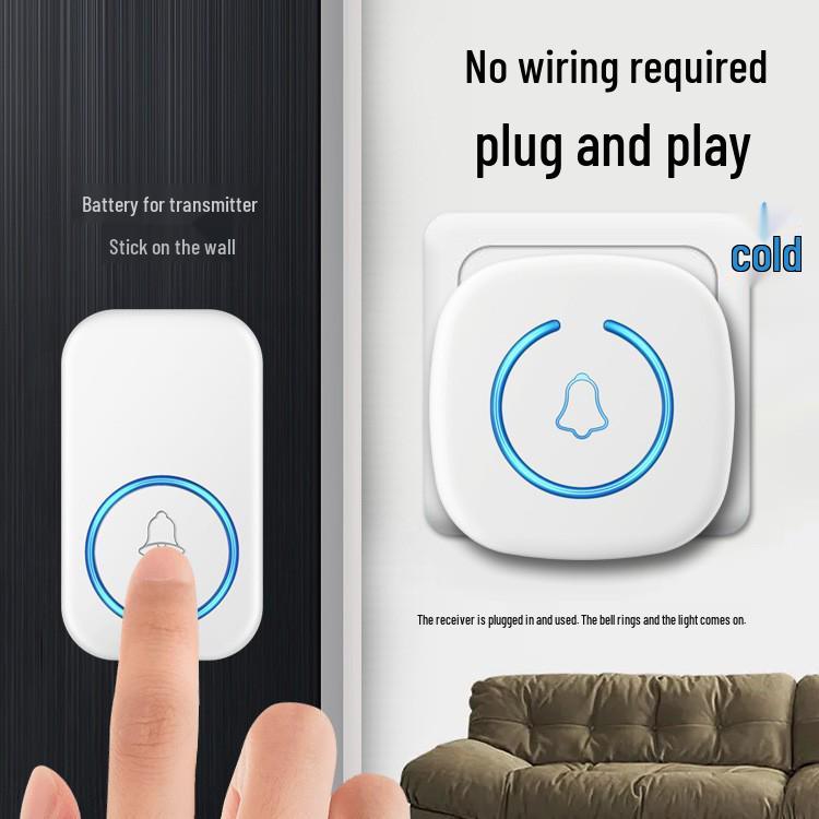 Wireless Smart Doorbell with Long-Range Remote Control and Chime for Home Entry and Elderly Assistance
