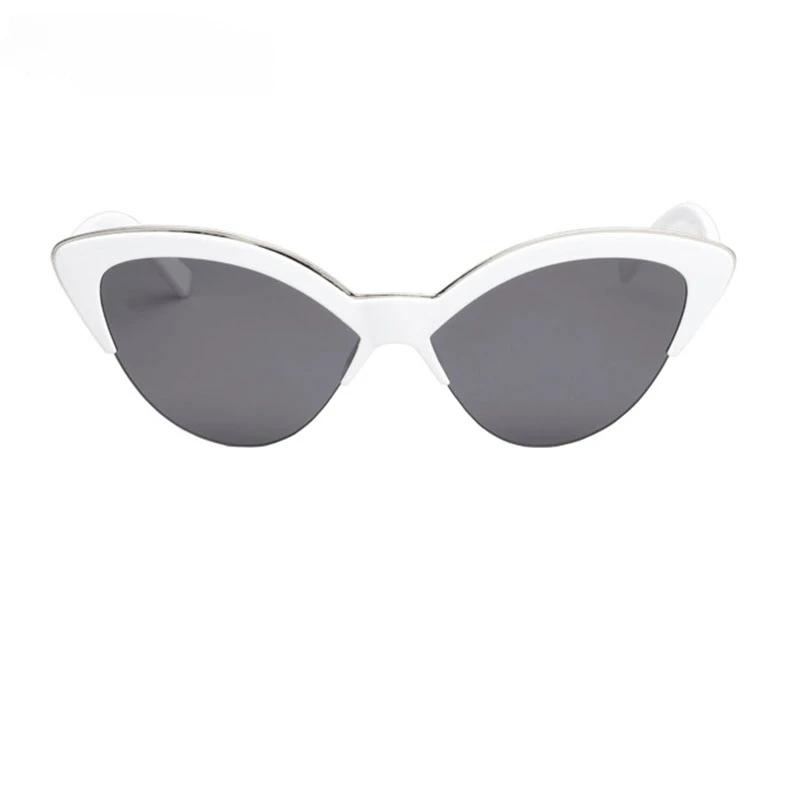 Retro White Cat Eye Sun Eyeglasses for Female Retro Latest Stylish Compact Half Frames Eyewear Trending Travel Sexy Woman Sunglasses
