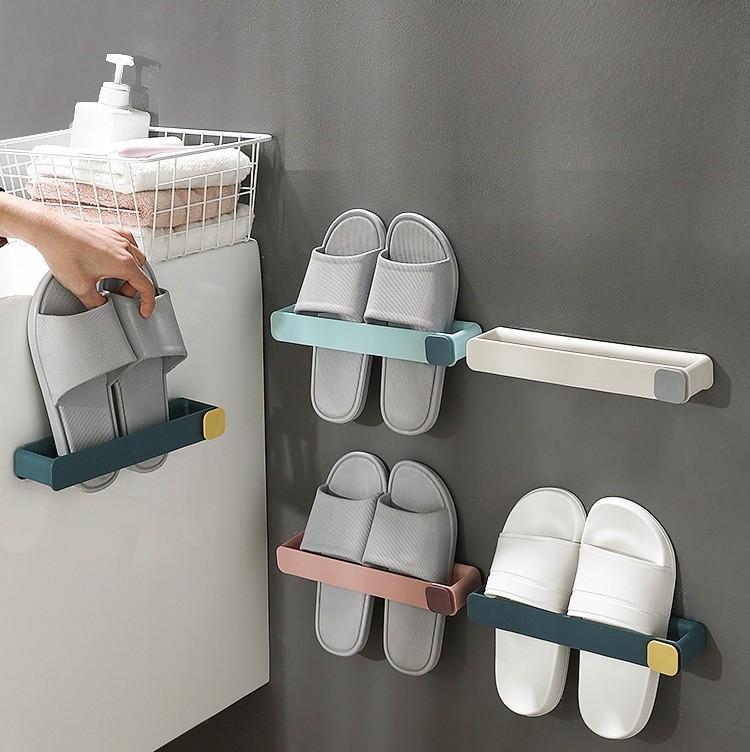 Modern Minimalist Wall Mounted Shoe Rack With Adhesive Installation For Bathroom And Bedroom Storage