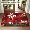 Crystal Velvet Square Rug Custom NameWales Rugby Pattern Non Slip Home Floor Decor Rug