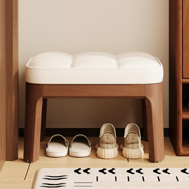 Solid Wood Shoe Changing Stool Portable Relaxing Soft Bench Chair Luxury Entrance Benches Removable Footrest Room Furniture