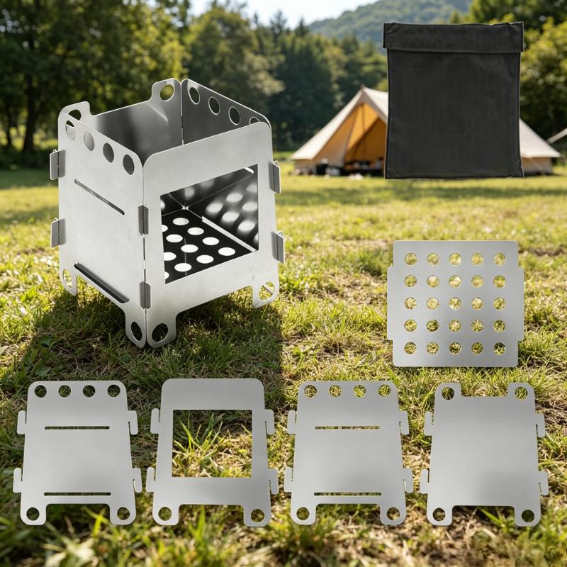 Outdoor Portable Camping Hiking Fire Stove, Card Stove Plate Outdoor Picnicking Detachable BBQ Stove Portable Heating Stove
