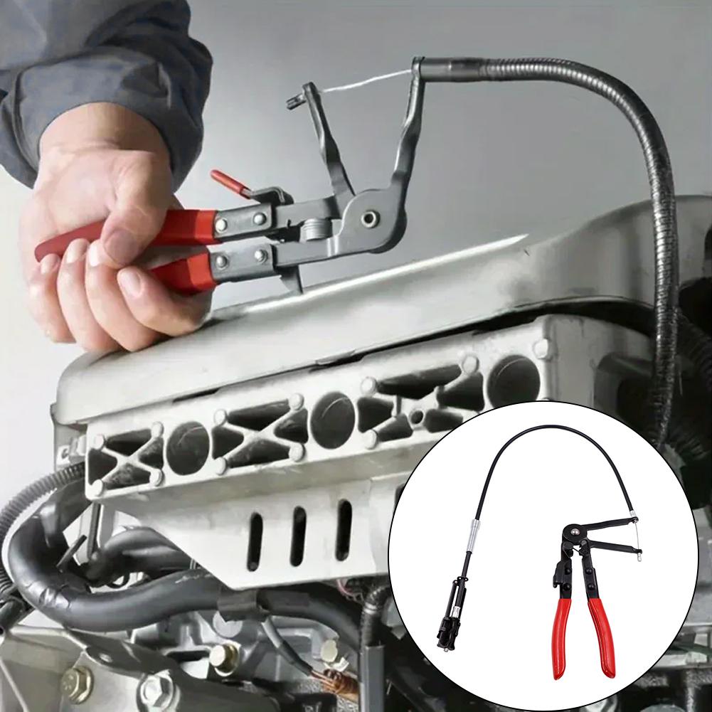 Car Hose Clamping Pliers Bendable Hose Clamps Cable Type Flex Cable Long Clamps Straight Hose Bundle Removal Auto Repair Tools