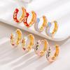 Vintage New Trend Colorful Enamel Flowers Cute Huggies Hoop Earrings for Women Boho Unique Round Ear Buckle Fashion Jewelry Gift