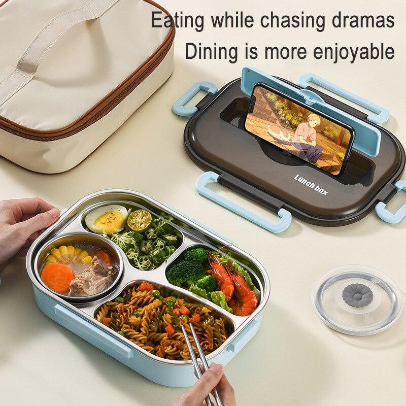 Lunch Box 304 Stainless Divider Bento Box Thickened Thermal Retention Heating Lunch Box Students Office Lunch Box