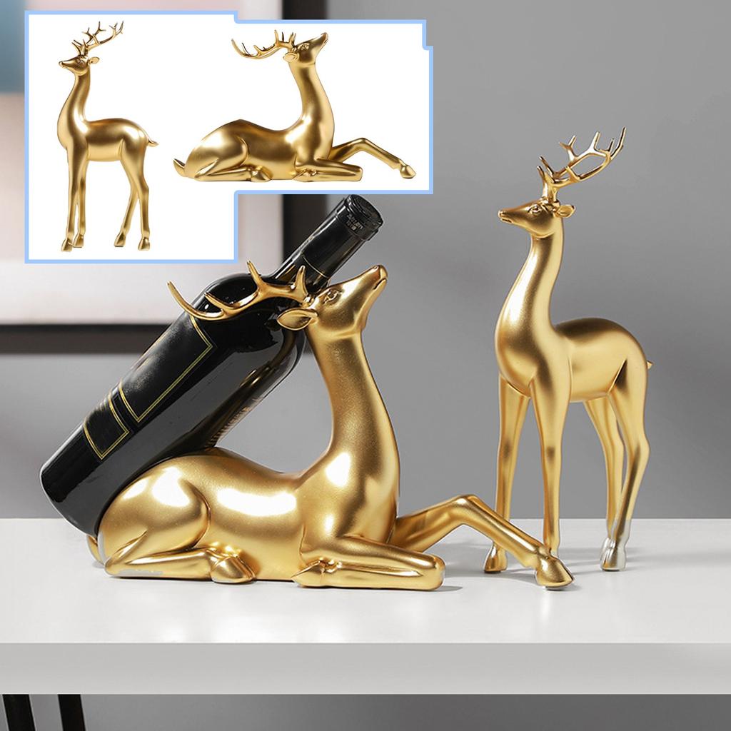 Golden Deer Wine Rack, European Resin, Handicraft Home Wine Cabinet, Animal Decorative Ornaments.