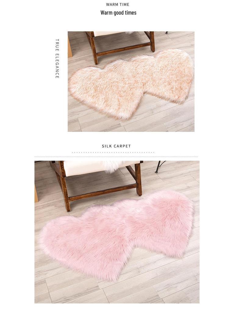 Tappeto in Lana Sintetica a Forma di Cuore Doppio - Tappeto per Soggiorno, Camera da Letto, Divano, Tavolino, Tappetino Spesso per Pavimento