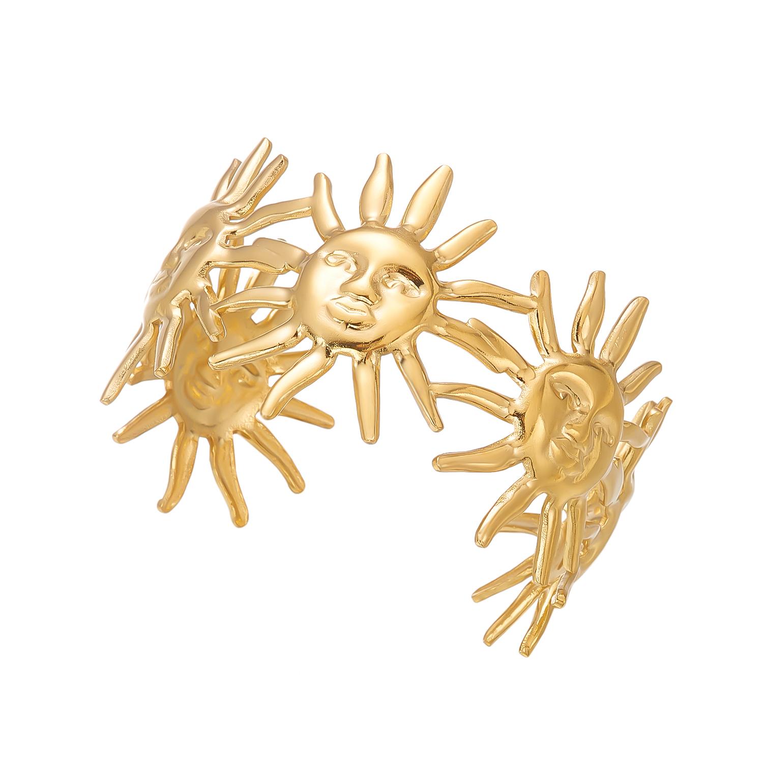

Vintage Textured Sunflower Stainless Steel Bangle For Women Floral Style Waterproof Metal Bracelet Jewelry