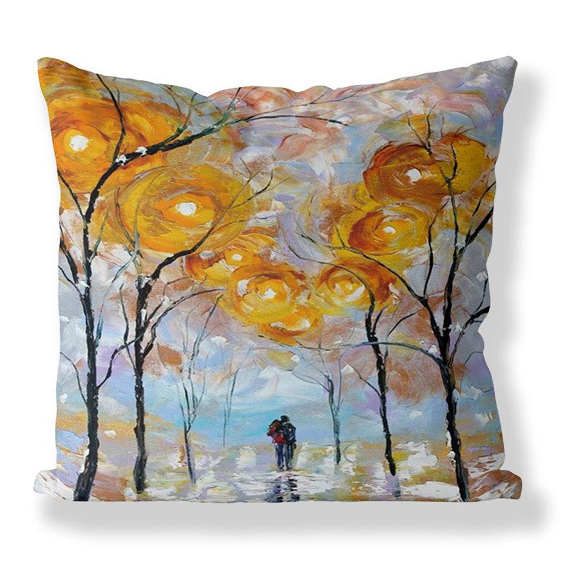 

Дизайн Наволочка Лен Лес Винтаж Масляная Живопись Абстрактный 45 * 45Cm pillow cover