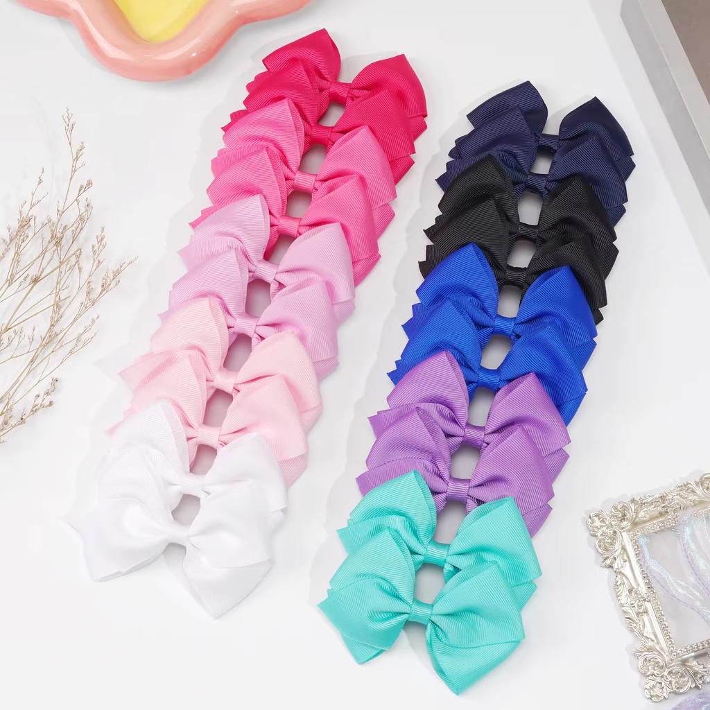 20Pcs 4inch Sweet Candy Color Bow Hair Clip Set for Baby Girls Cute Ribbon Hairpin Kids Headwear Children Hair Accessories Gifts
