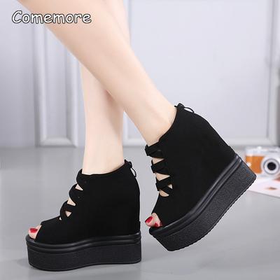 Wedges Peep Toe Shoes 13CM Super High Heel Spring Summer Platform Height Increasing Sandals Women's Fashion Sandalias De Mujer