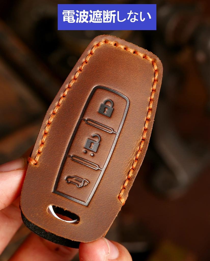 [YANMW] New Outlander Key Case, Compatible with Mitsubishi New Outlander PHEV Key Cover, Genuine Leather, Black