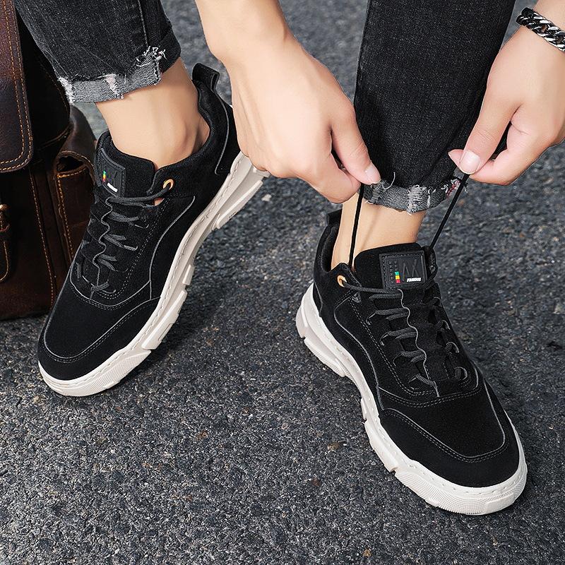 Winter Platform Boots Men Black Work Shoes Outdoor Sport Leather Low Top shoes Boot Fashion Running Shoe for Men 2024
