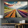2D Spring Nature Tulip Farm Backdrop Scenic Mountain Landscape Party Photo Booth Cloth