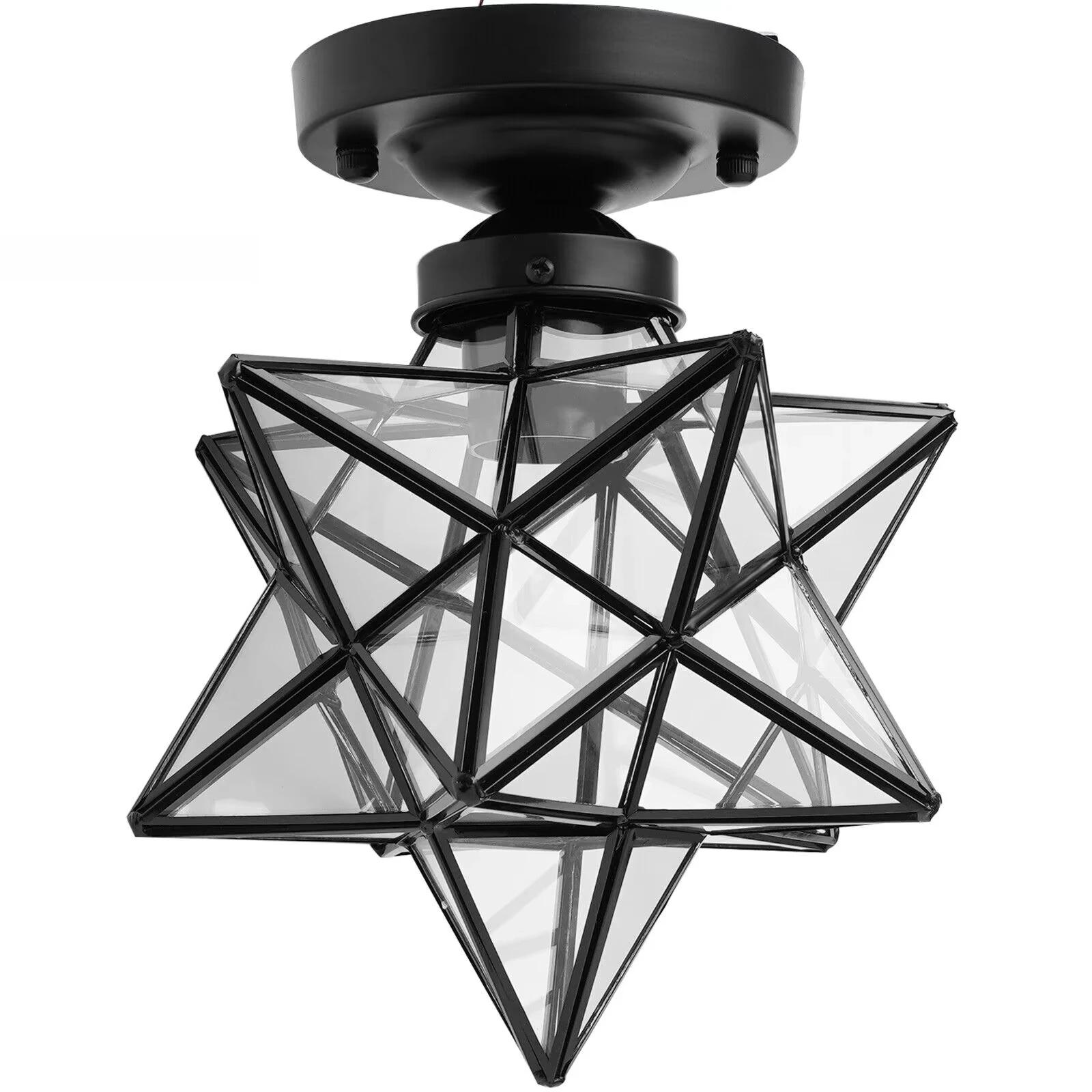

Semi Flush Mount Moravian Star Ceiling Light Frosted Glass Modern Indoor Lamp Fixture 110V United States