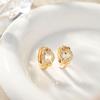 Exquisite Korean Style Double Heart Hoop Earrings with Micro-set Diamonds