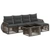 Garden Sofa Set 6 Pieces Grey and Dark Grey Poly Rattan