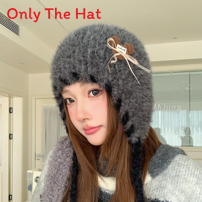 Fall Winter Wool Blend Knit Hat For Women With Face Slimming Style And Wind Protection