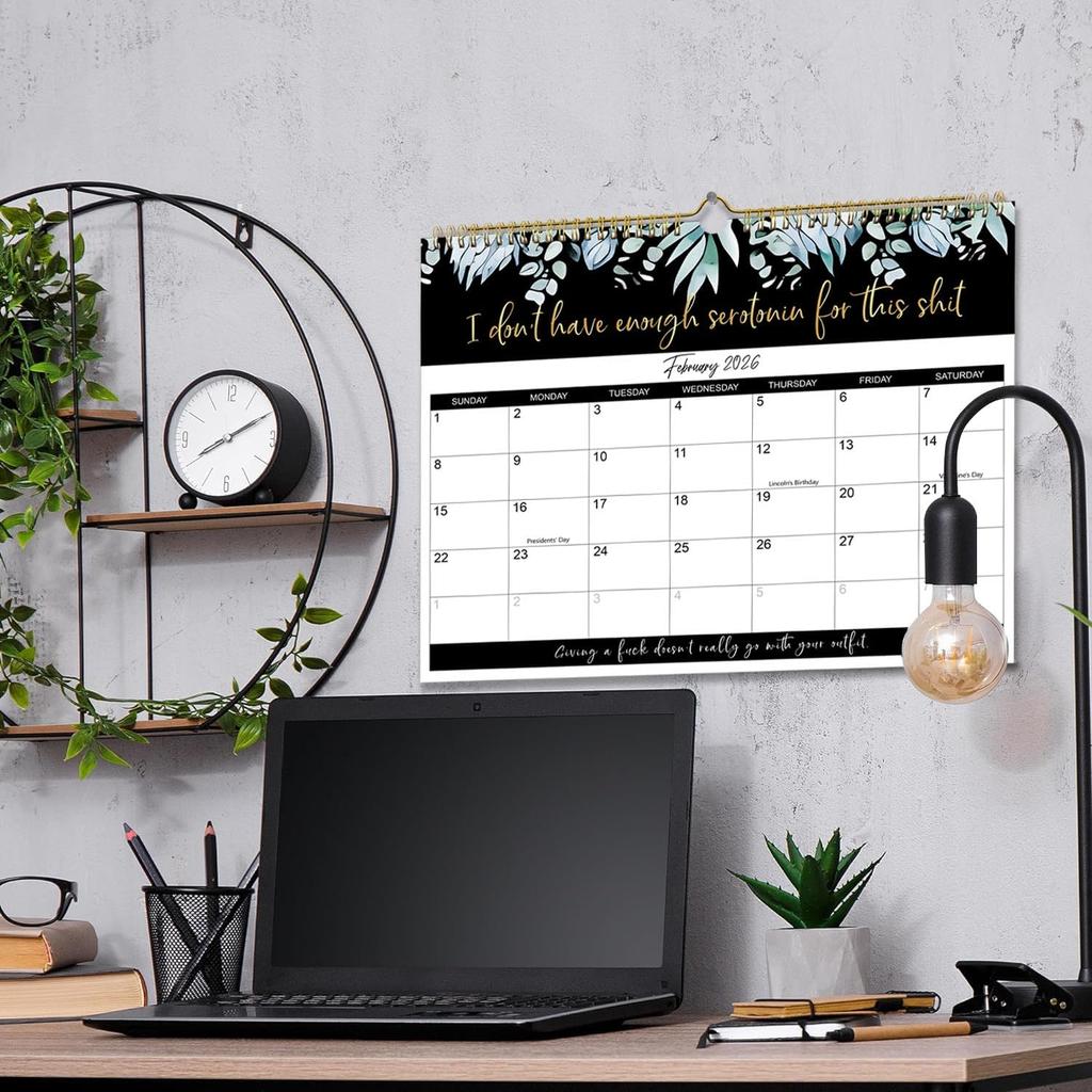 2026 Fu-ck It calendar,12-Month Humor Calendar,with Premium Paper Spiral Bound, 14”X11” Home Office Hanging Calendar,Funny Swear Word Monthly