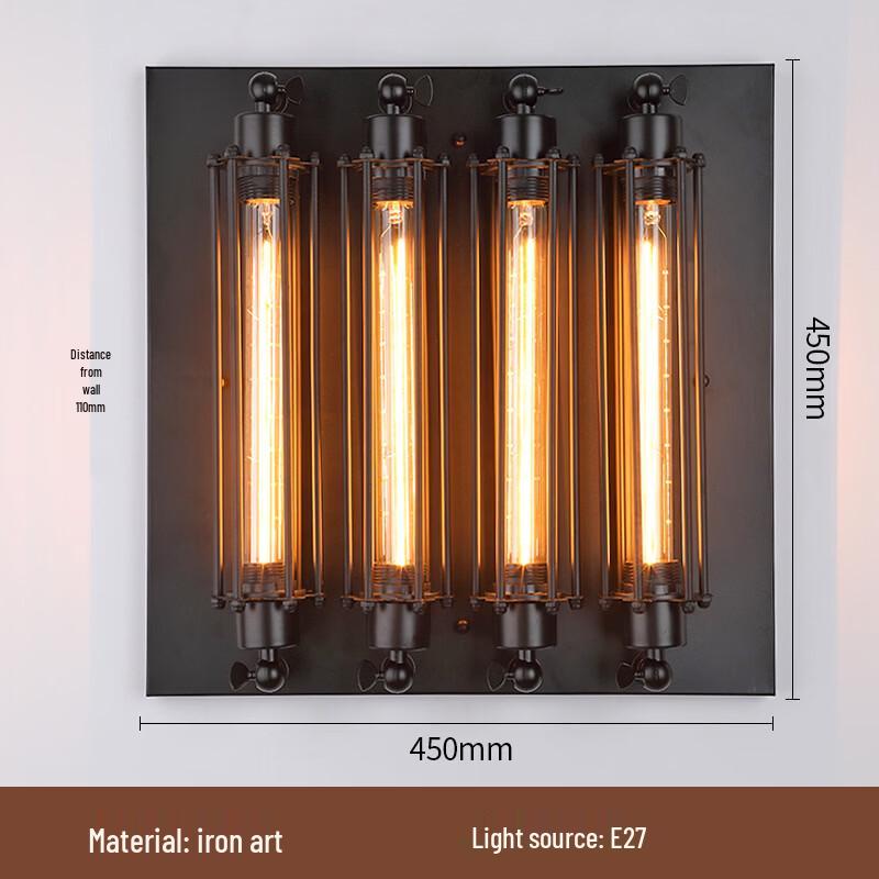 Retro Industrial Style 4-Head Wall Lamp