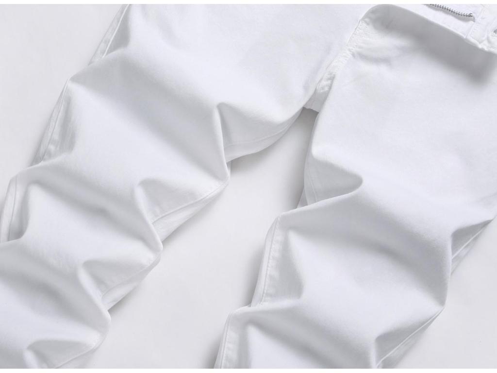 Men's Slim Fit Elastic White Jeans - Trendy Autumn/Winter Fashion