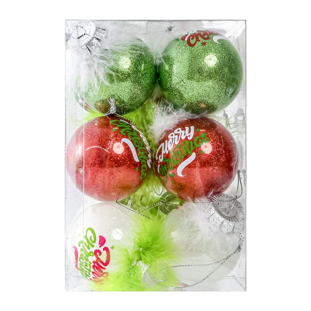 Pachet 12 bucăți de ornamente pentru pomul de Crăciun cu păr verde, elemente de decorațiuni drăguțe