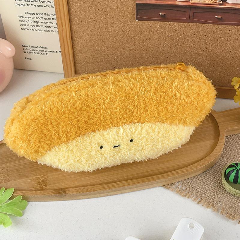 Cute Cartoon Plush Vegetable Fruit Pencil Case Cute Banana Broccoli Garlic Plush Multifunctional Large Capacity Stationery Bag