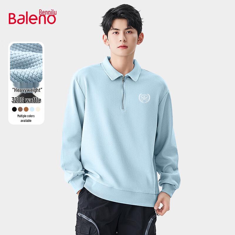 Baleno Men's Waffle Knit Quarter-Zip Polo Sweatshirt