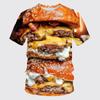 Nová legrační hamburger pizza 3D potisk trička Muži s výstřihem pro volný čas Tričko s krátkým rukávem Oversized Streetwear Dětská trička Topy Oblečení