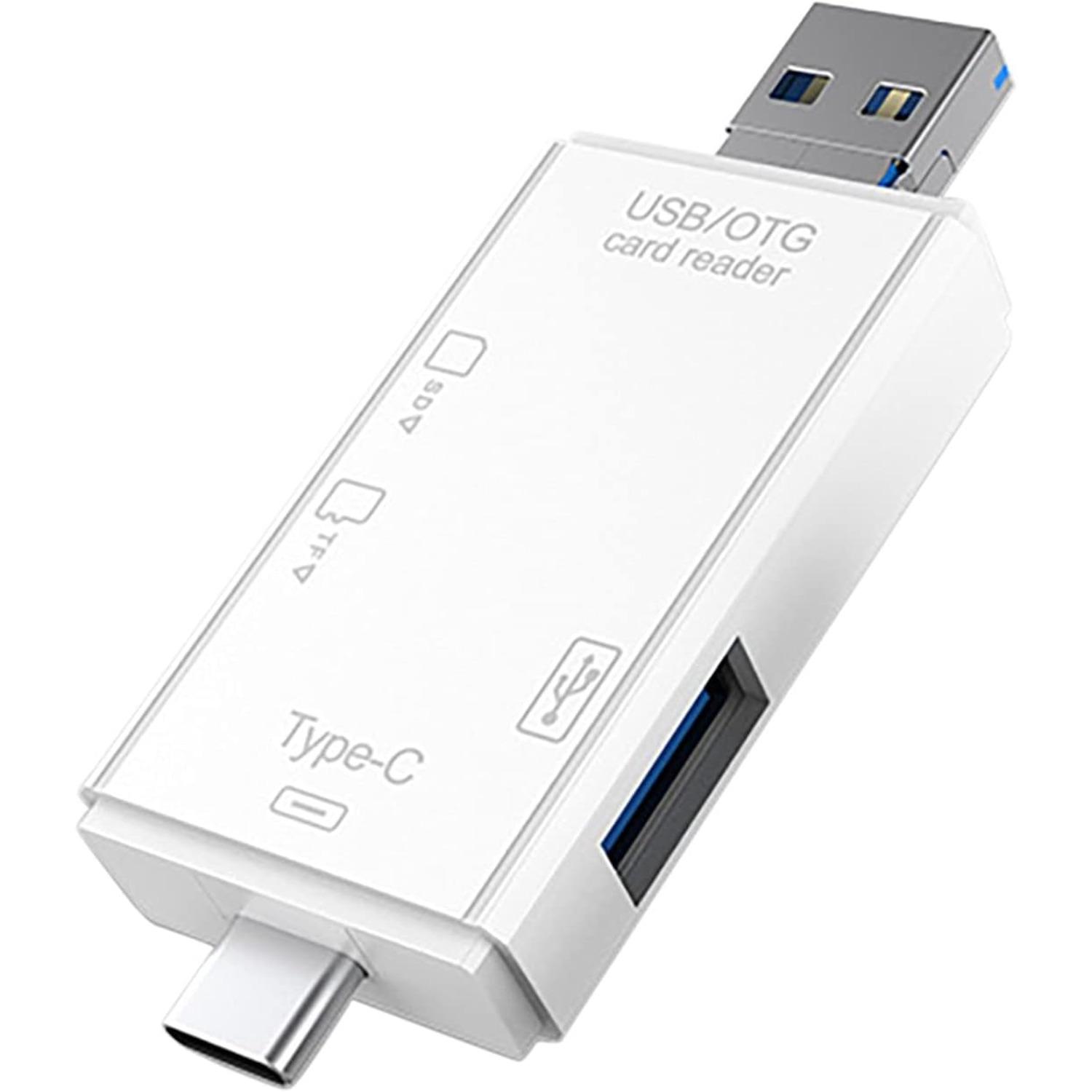 SD Card Reader 6 in 1 Micro USB Type C Portable Memory Card Reader for SD TF Cards Adapter with OTG Function for PC & Laptop & Smart Phones белый