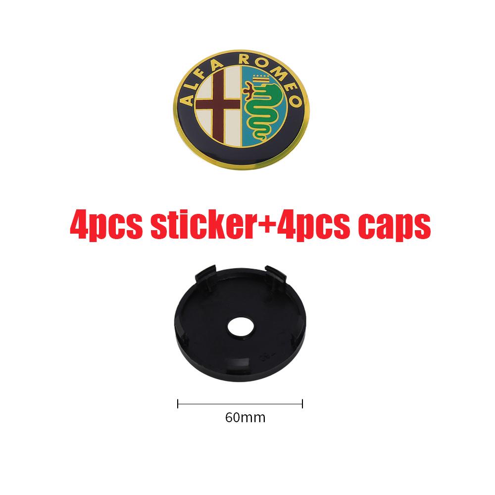 4Pcs 56/60MM Car Wheel Center Hub Caps For Alfa Romeo Giulia Stelvio Giulietta 156 159 147 Mito Tonale GT 166 Logo Sticker Cover