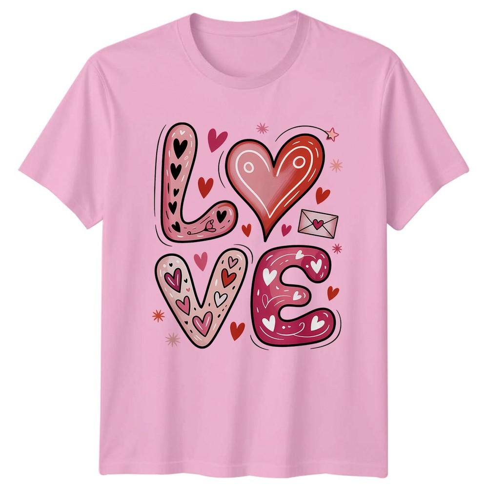 Stylized Love Heart Doodle Design TShirt Valentines Day RoUnisexce Gift For Him
